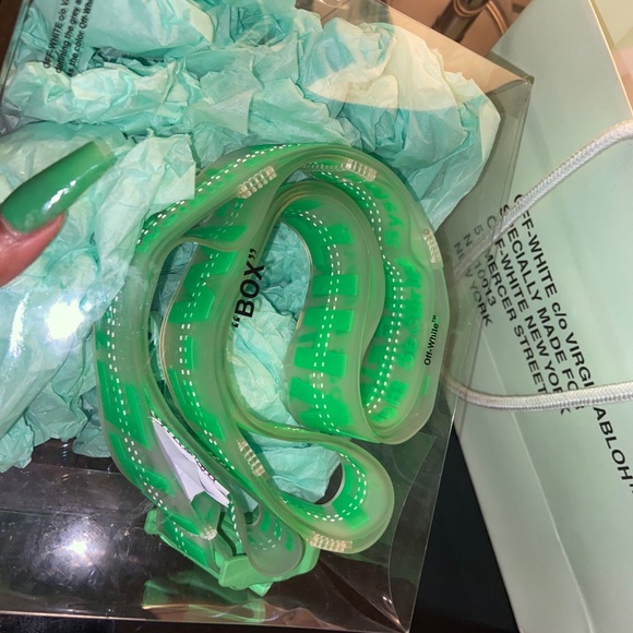 Neon green industrial rubber off-white belt